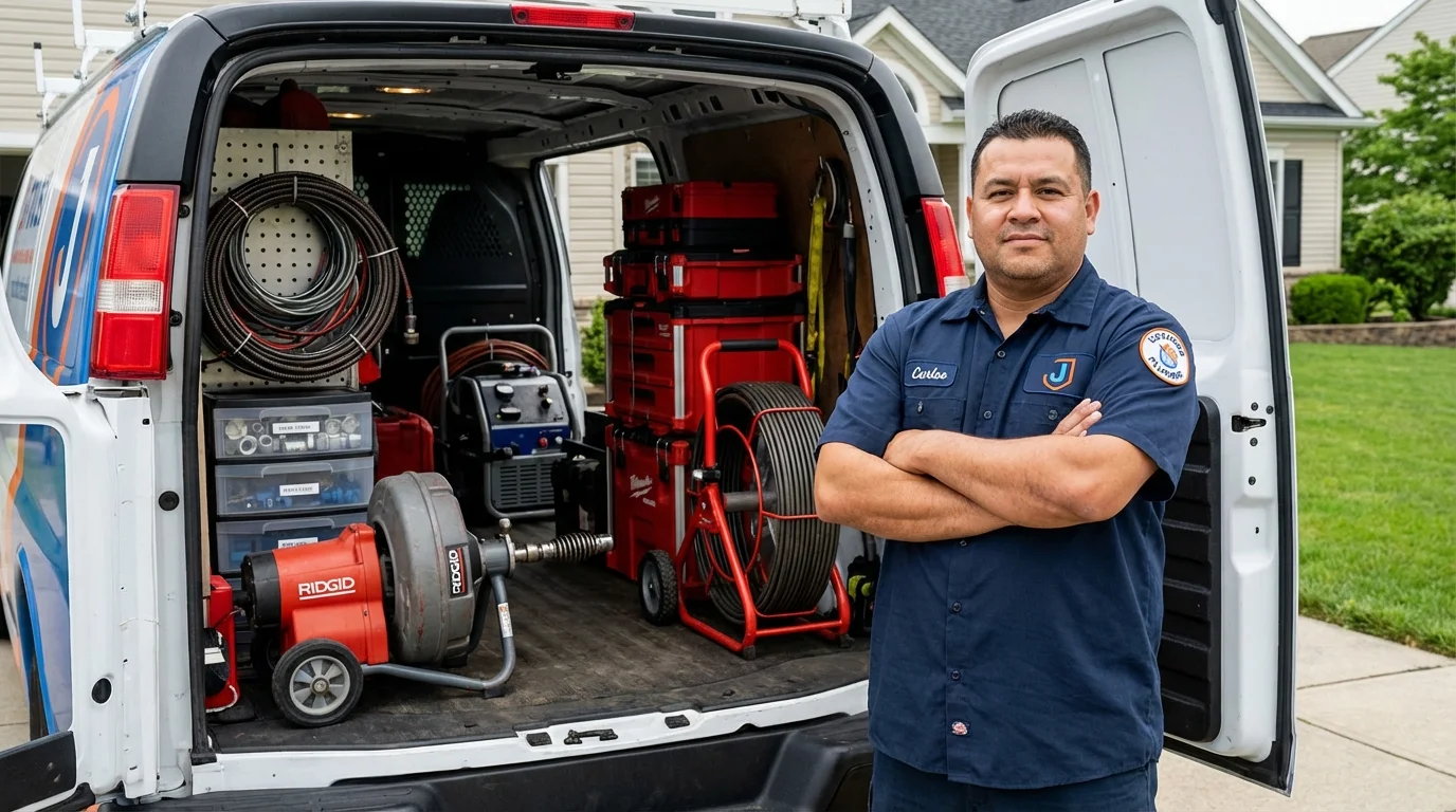 Professional drain cleaning equipment and Johns Plumbing LLC plumber in Pittston