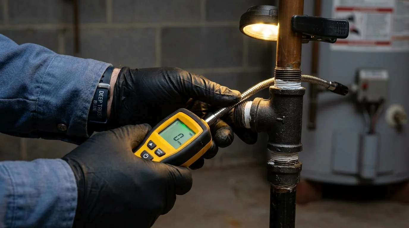 Gas leak detection with electronic sniffer by Johns Plumbing LLC in Pittston
