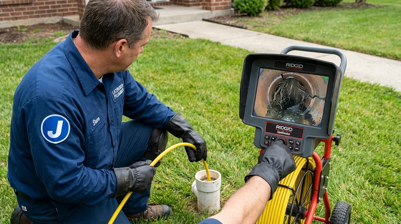 Sewer camera inspection being performed by Johns Plumbing LLC in Pittston