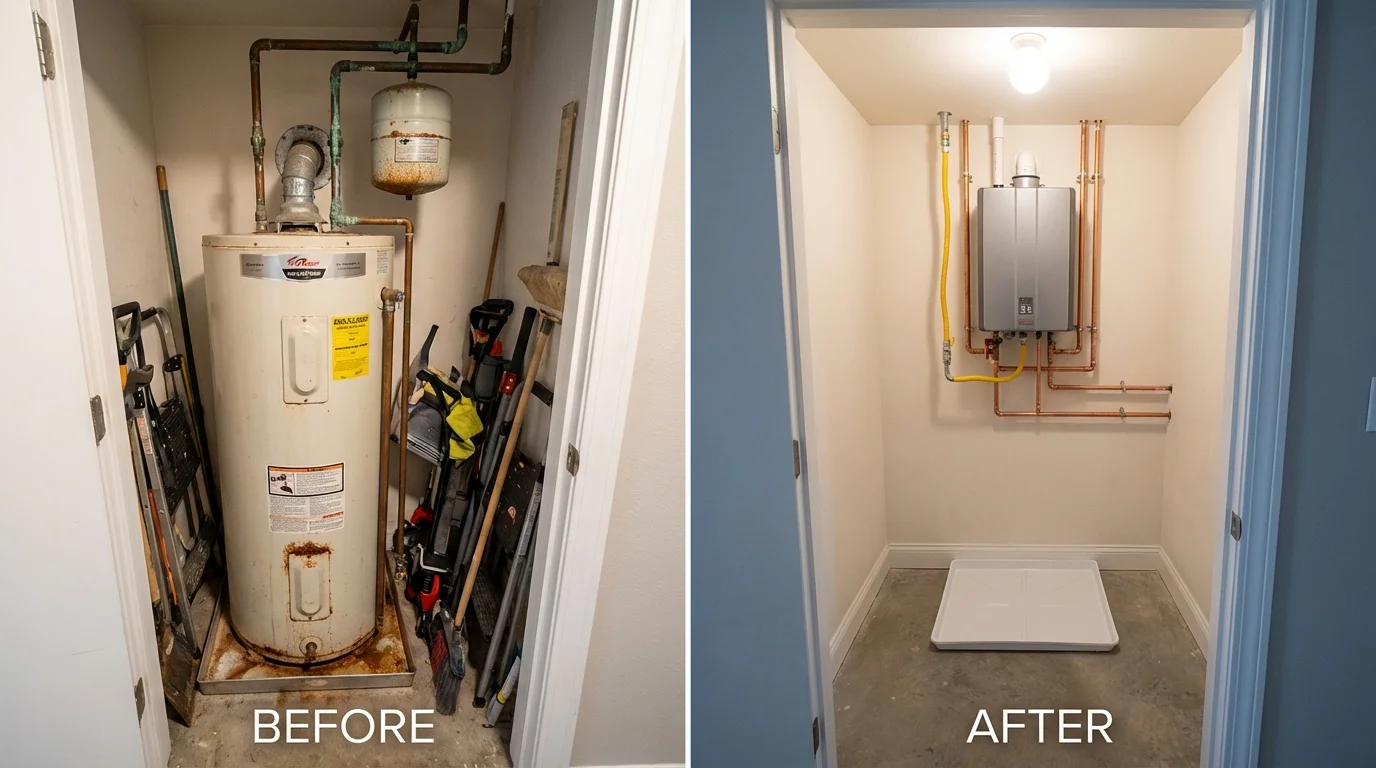 Tank water heater versus wall-mounted tankless unit comparison for Pittston, PA homeowners